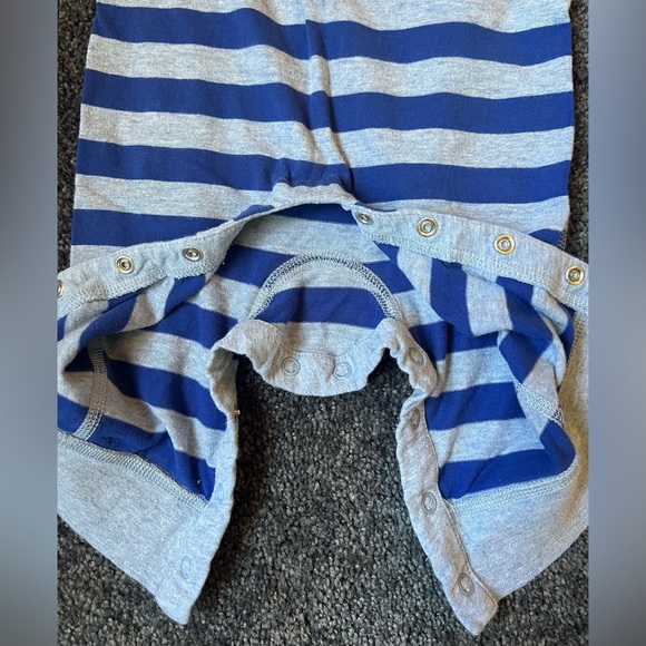 2 Hanna Andersson Baby Coveralls 6-12M Blue Green Stripes - Picture 4 of 6